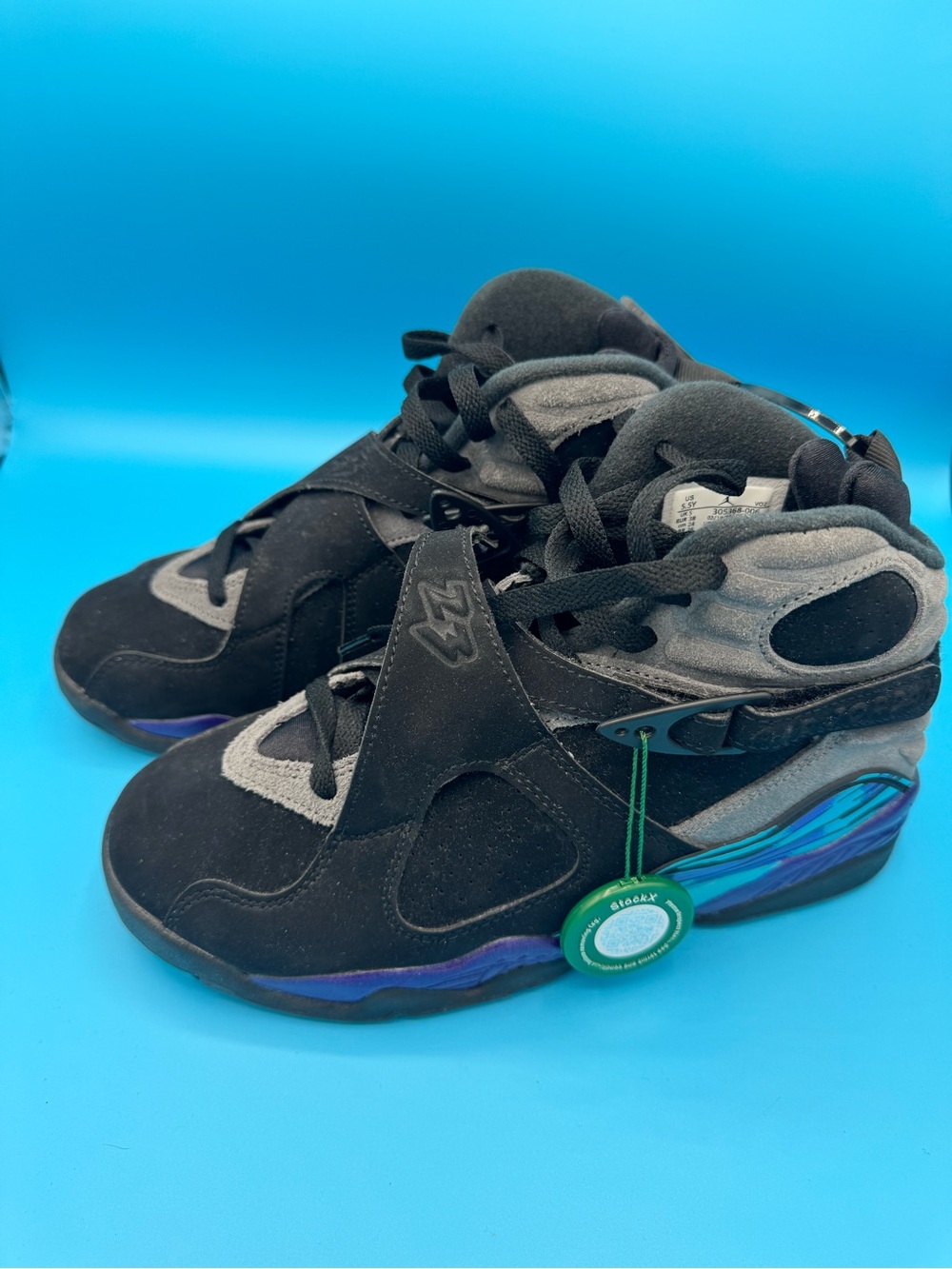 Jordan 8 Aqua -Black and Gray Sneakers